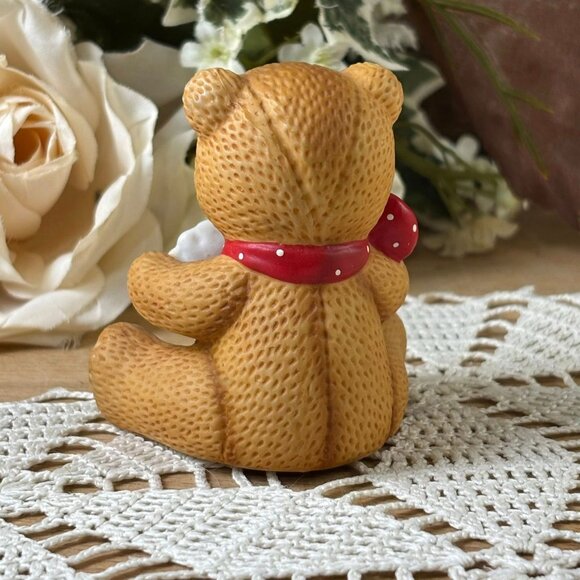 Lucy and Me Valentine Teddy Bear with Love Red Heart and Bow Grannycore Decor - Picture 3 of 4